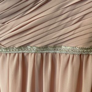 Prom bridesmaid dress, floor length, soft pink, strapless